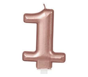 ŚWIECZKA URODZINOWA CYFRA 1 RÓŻOWE ZŁOTO 8 CM
