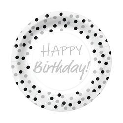 TALERZYKI PAPIEROWE BIRTHDAY CONFETTI 23CM 10 SZT.