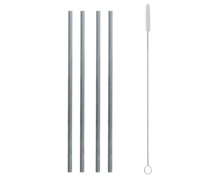 SŁOMKI METALOWE PROSTE SREBRNE 4 szt.