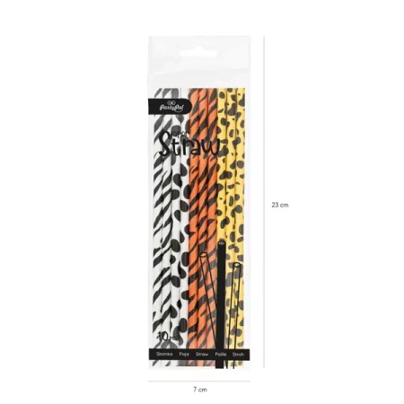 SŁOMKI PAPIEROWE ZWIERZĄTKA SAFARI 10 SZTUK