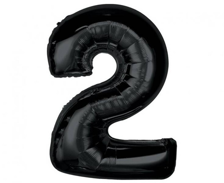 BALON FOLIOWY CYFRA 2 CZARNA 92 CM