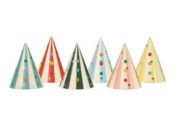 CZAPECZKI URODZINOWE Z POMPONAMI CYRK 16 CM 6 SZT.