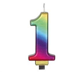 ŚWIECZKA URODZINOWA CYFRA 1 TĘCZOWA 8 CM