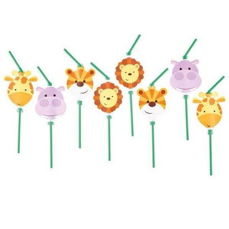 SŁOMKI PLASTIKOWE ZWIERZĘTA ZIELONE