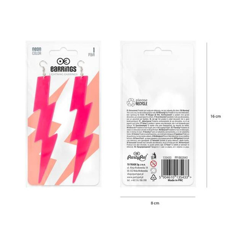 KOLCZYKI BŁYSKAWICE PIORUNY RÓŻOWE