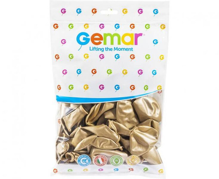 BALONY LATEKSOWE GEMAR 33 cm ZŁOTE 50 szt. GLOSSY
