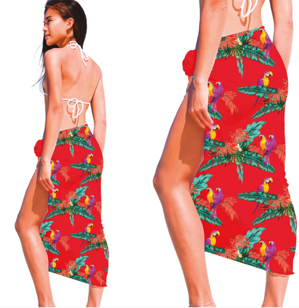 CHUSTA HAWAJSKA CZERWONA  150 X 100 CM 