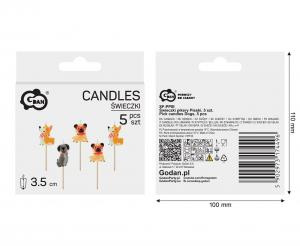 ŚWIECZKI URODZINOWE PIKERY PIESKI, 5 SZT.