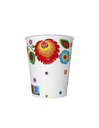 KUBECZKI PAPIEROWE HAFT ŁOWICKI FOLK 250 ML 8 SZT.