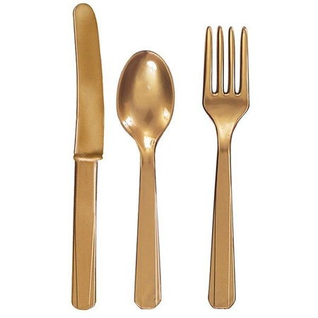 SZTUĆCE PLASTIKOWE ZŁOTE 24 EL.