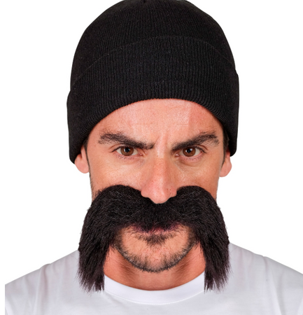 ZESTAW WIĘŹNIA MOTOCYKLISTY ROCKOWY CZAPKA WĄSY