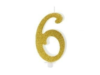 ŚWIECZKA URODZINOWA CYFRA 6 ZŁOTA