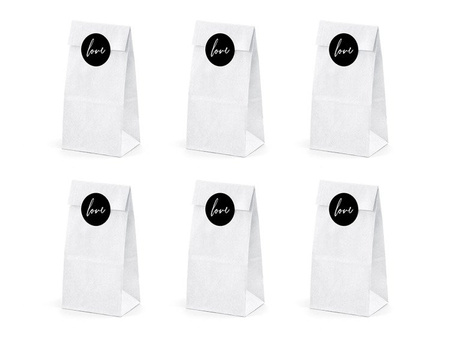 TOREBKI NA SŁODYCZE BIAŁE LOVE 6 szt