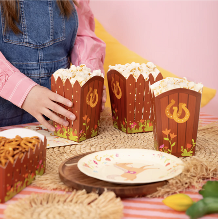 PUDEŁKA NA POPCORN KONIKI 8,5 X 13,5 CM 6 SZT