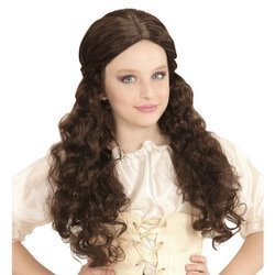 PERUKA DZIECIĘCA ŚREDNIOWIECZNA DAMA BRĄZOWA