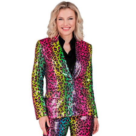 DAMSKA MARYNARKA CEKINOWA PANTERKA KOLOROWA 