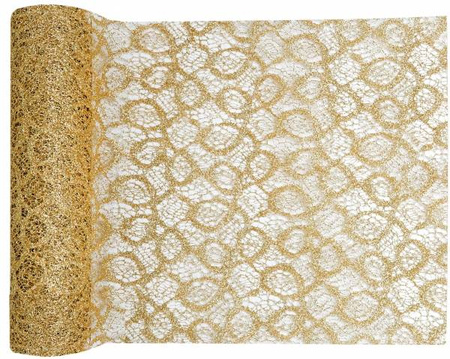 BIEŻNIK KORONKOWY ZŁOTY 30 x 500 CM