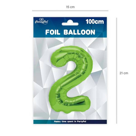 BALON FOLIOWY 100 CM CYFRA 2 ZIELONY