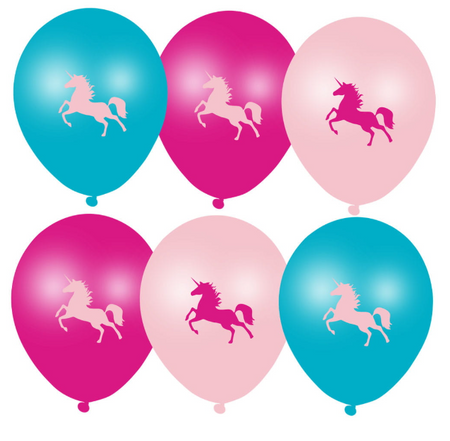 BALONY LATEKSOWE JEDNOROŻEC 6 SZT 28 CM 