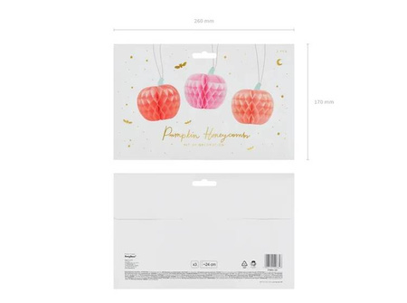 DEKORACJA BIBUŁOWA DYNIE 24 CM 3 SZT.