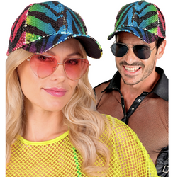 CZAPKA CEKINOWA TĘCZOWY TYGRYS