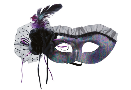 MASKA Z PIÓRKIEM I RÓŻĄ