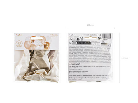 BALONY LATEKSOWE PASTELOWE BIAŁO-ZŁOTY MIX 10 SZT.