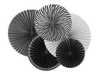 ROZETY PAPIEROWE CZARNO-BIAŁE MIX 5 szt.