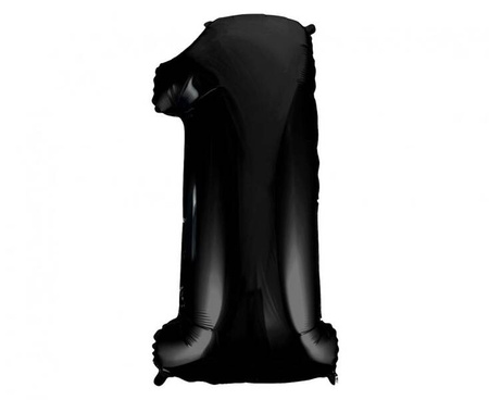 BALON FOLIOWY CYFRA 1 CZARNA 92 CM