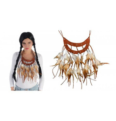 NASZYJNIK INDIANKI Z PIÓRAMI KORALIKAMI