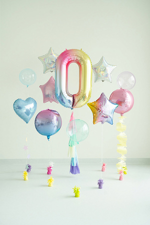 BALON FOLIOWY 0 CYFRA 86 CM PASTELOWY TĘCZOWY 