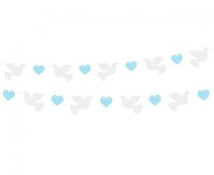GIRLANDA PAPIEROWA GOŁĄBKI NIEBIESKIE 150 CM