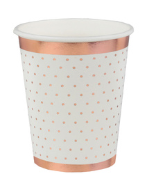 KUBECZKI PAPIEROWE RÓŻOWO-ZŁOTE KROPKI BIAŁE 270 ML 10 SZT