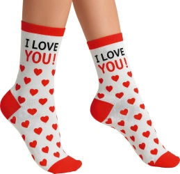 SKARPETKI BIAŁE CZERWONE SERDUSZKA