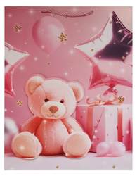 TORBA PREZENTOWA MIŚ Z BALONIKIEM GWIAZDKĄ 40 X 30 X 12 CM