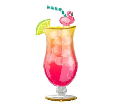 Balon foliowy SuperShape Let's Flamingle Tropical Drink 50cm x 104cm, zapakowany