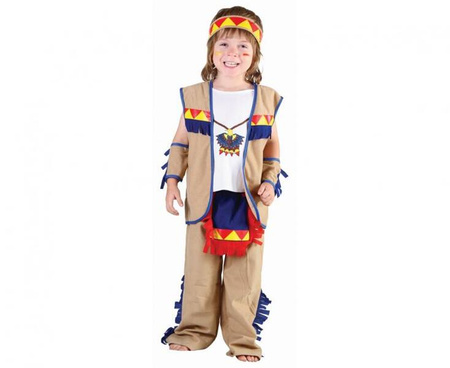 Zestaw dla dzieci Idianin (bluzka z kamizelką, spodnie, opaska, naramienniki), rozm. 92/104 cm