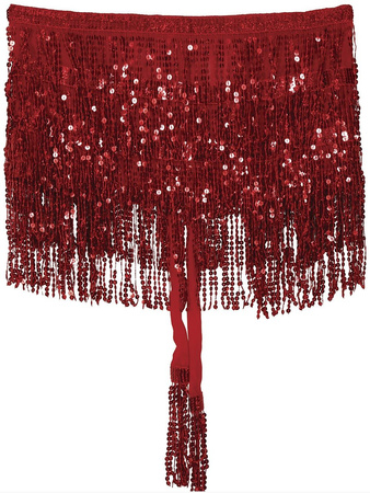 CZERWONA CEKINOWA SPÓDNICZKA TANCERKI BRZUCHA