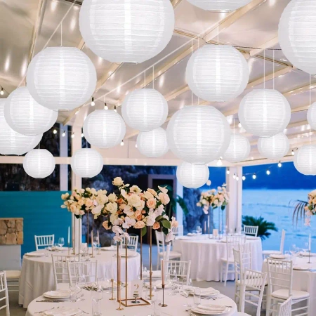 LAMPION PAPIEROWY BIAŁY 35 CM