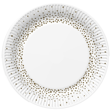 BIAŁE TALERZYKI ZŁOTE KROPKI 18 CM 