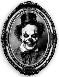 NAKLEJKA ŚCIENNA KLAUN W LUSTRZE HALLOWEEN