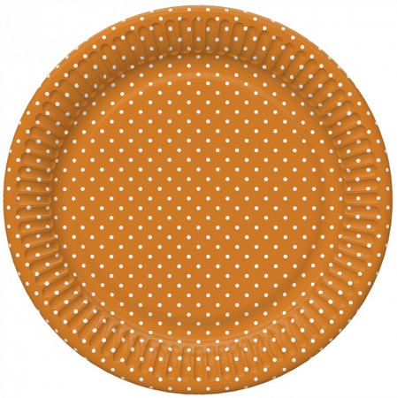 TALERZYKI PAPIEROWE POMARAŃCZOWE W KROPKI 18 CM 8 SZT