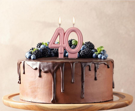 ŚWIECZKA CYFERKA 40 METALIK RÓŻOWO-ZŁOTA 8 CM