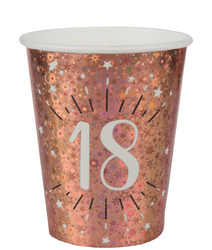 KUBECZKI PAPIEROWE 18 URODZINY RÓŻOWE ZŁOTO 270 ML 10 SZT