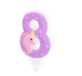 ŚWIECZKA NA TORT JEDNOROŻEC CYFRA 8