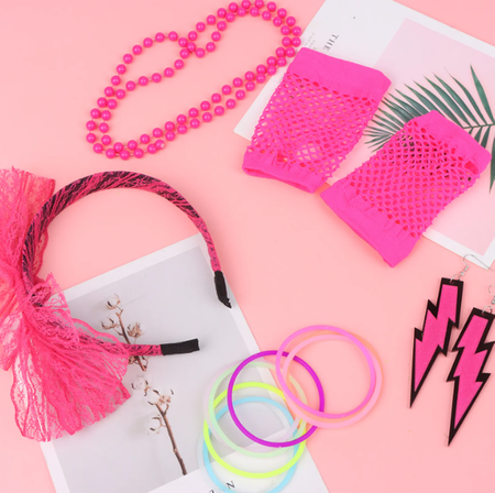 ZESTAW DAMSKI LATA 80 RÓŻOWY