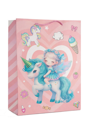 TORBA PREZENTOWA KSIĘŻNICZKA Z JEDNOROŻCEM 32 X 26 X 12 CM