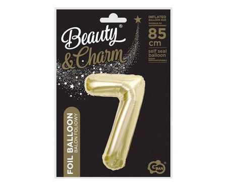 BALON FOLIOWY CYFRA 7 SZAMPAŃSKA 85 CM