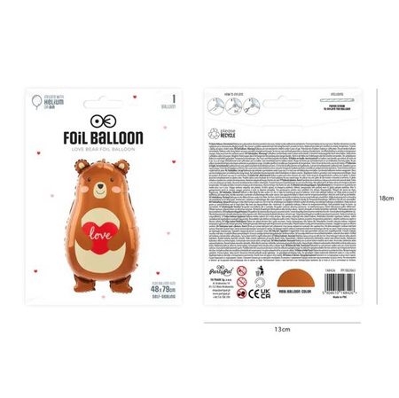 BALON FOLIOWY MIŚ Z SERCEM LOVE 48x79CM