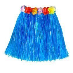 SPÓDNICA HAWAJSKA NIEBIESKA Z KWIATKAMI 45 cm